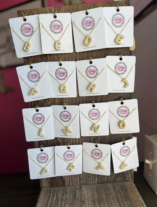 18K Gold Plated Bubble Initial Necklace