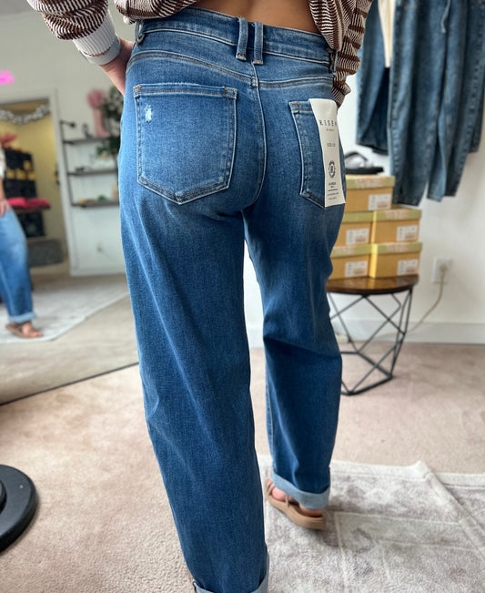 Lindsey Mid Rise Barrel Jean, RISEN