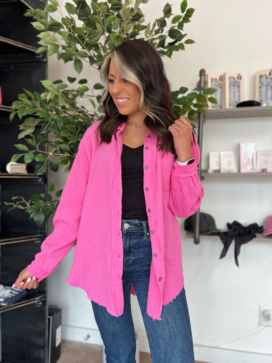 Fancy Like Button Up, Candy Pink