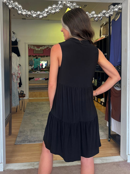 Lizzy Tiered Tank Dress, Black