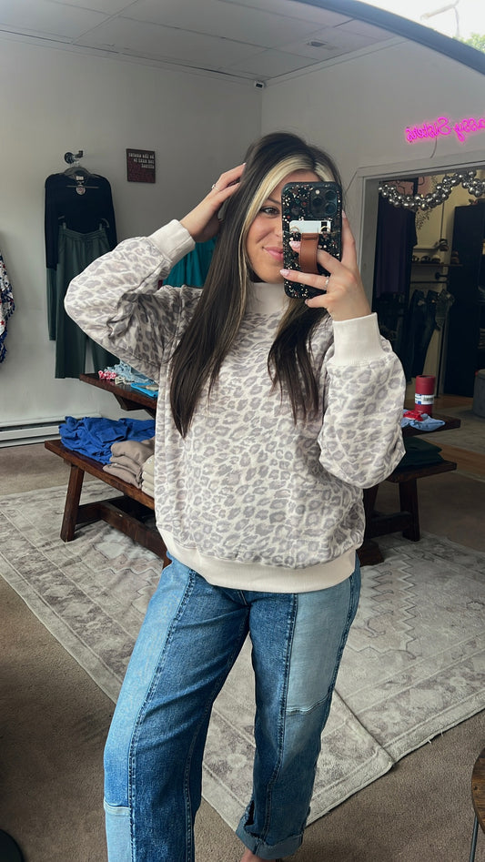 Leopard Mockneck Sweatshirt
