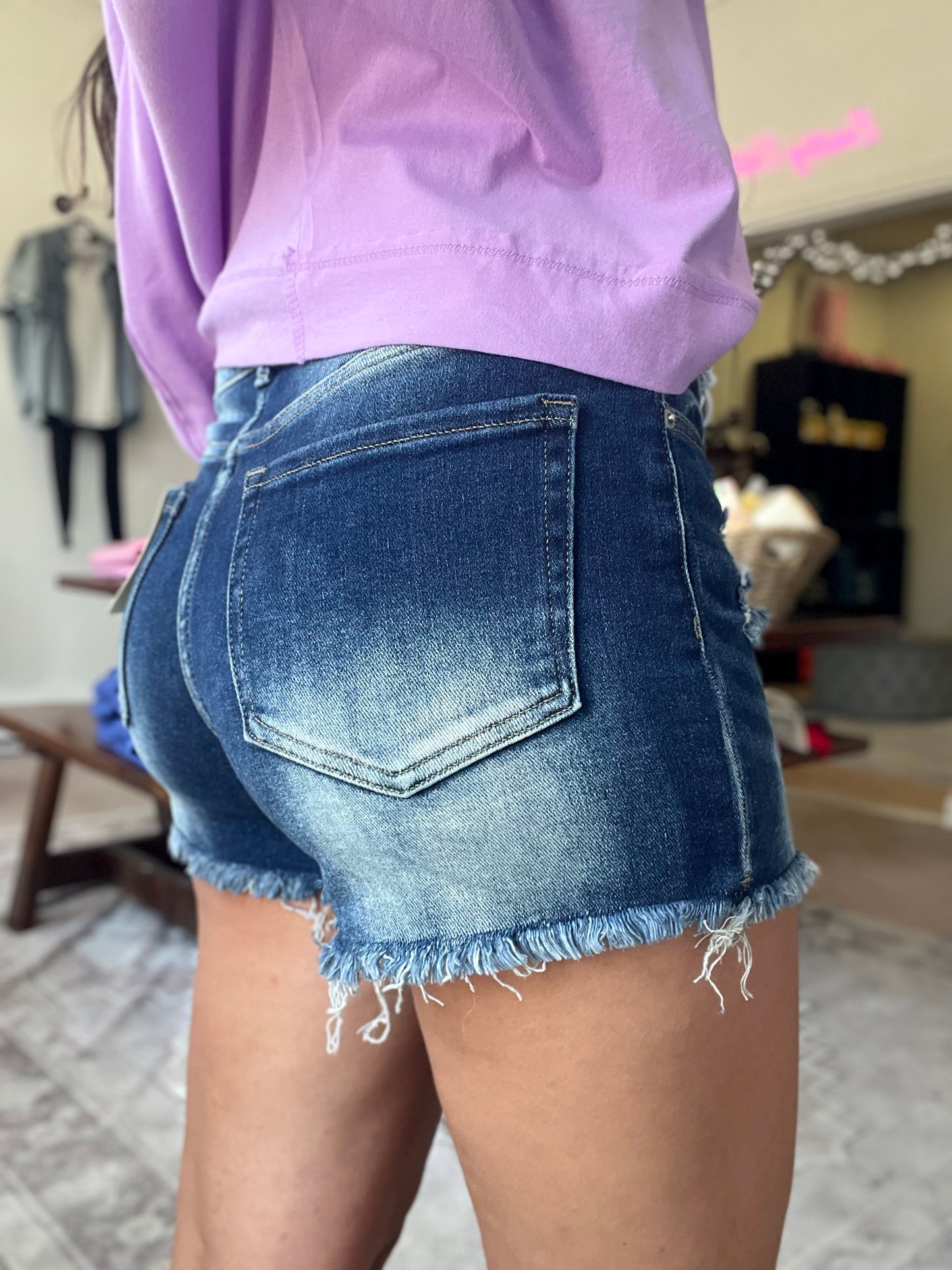 Fray Hem Shorts, Dark