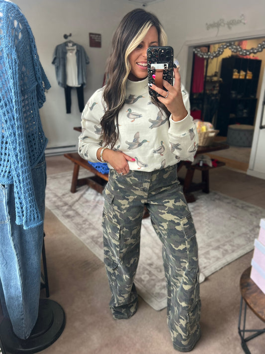 Nori Camo High Rise Cargo Pants, HIDDEN
