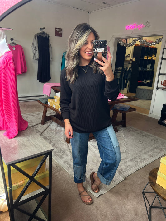 Patchwork Slim Barrel Crop Jean