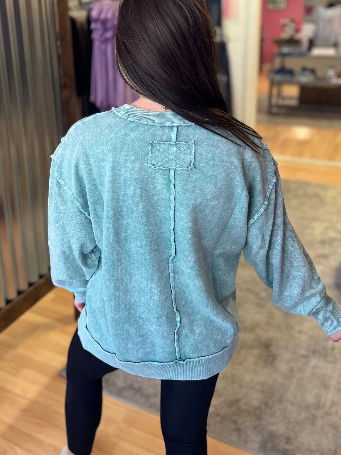 Hi-Low Acid Wash Sweatshirt