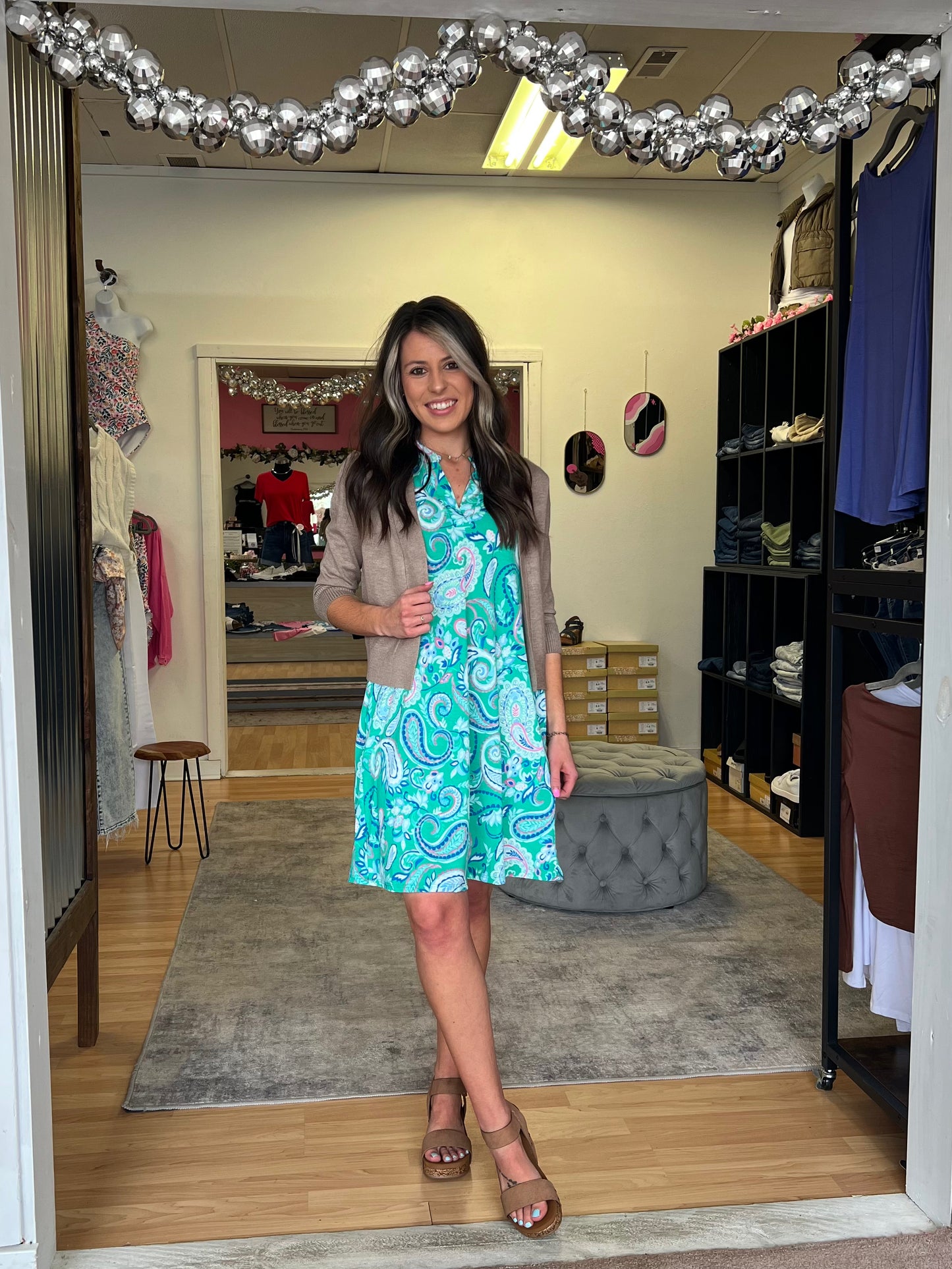 Lizzy Tank Dress, Emerald Paisley