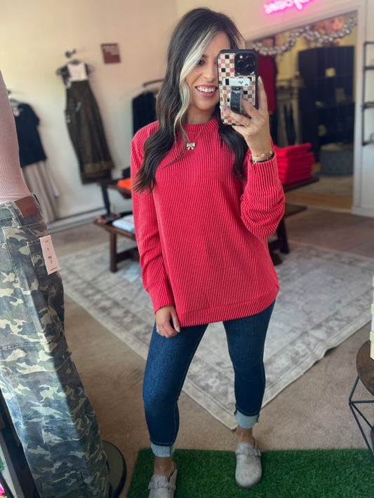 Raised Rib Top, Ruby