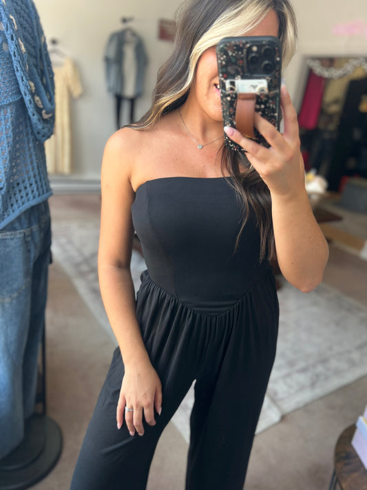 Strapless Jumpsuit, Black