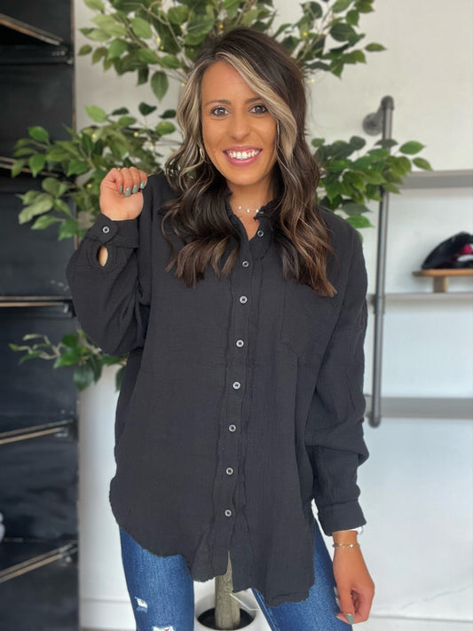 Fancy Like Button Up, Black