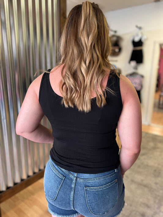 Black Cotton Tank Top