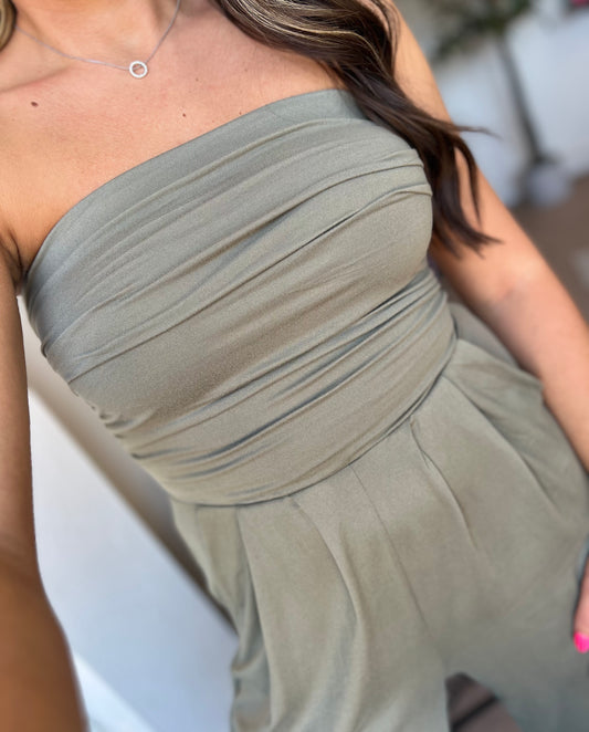 Tube Top Jumpsuit, Olive