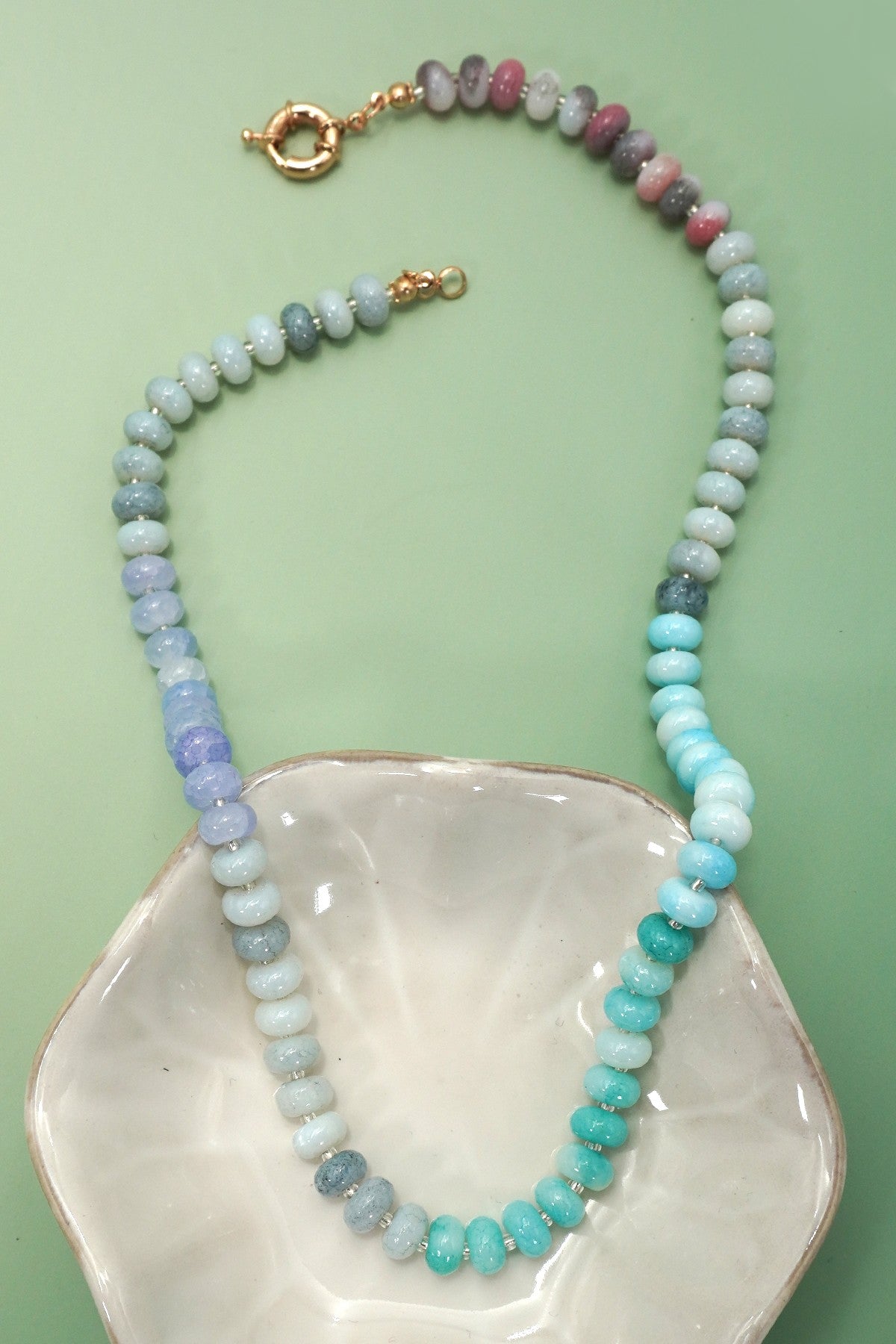 Natural Stone Necklace, Blue Mix