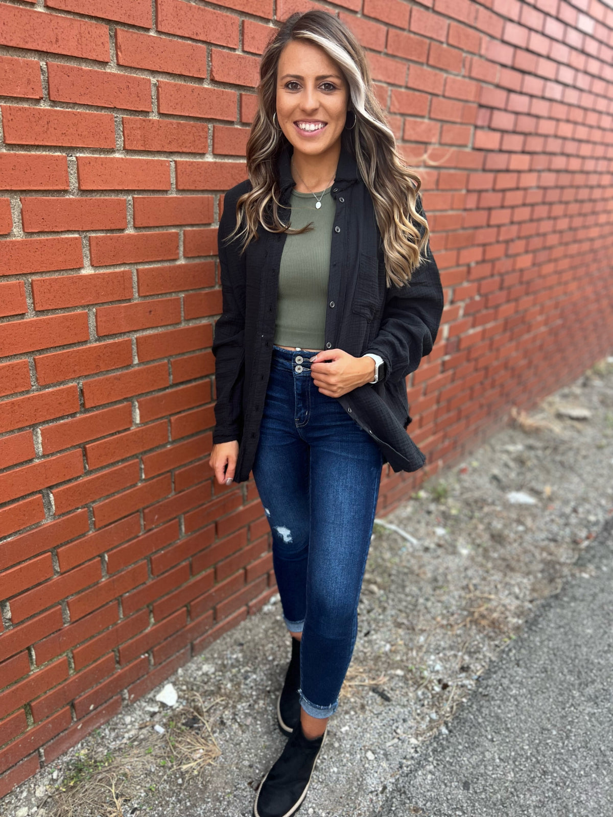 Fancy Like Button Up, Black