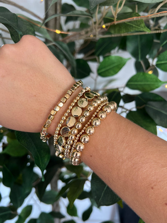 Beaded Bracelet Set, Gold