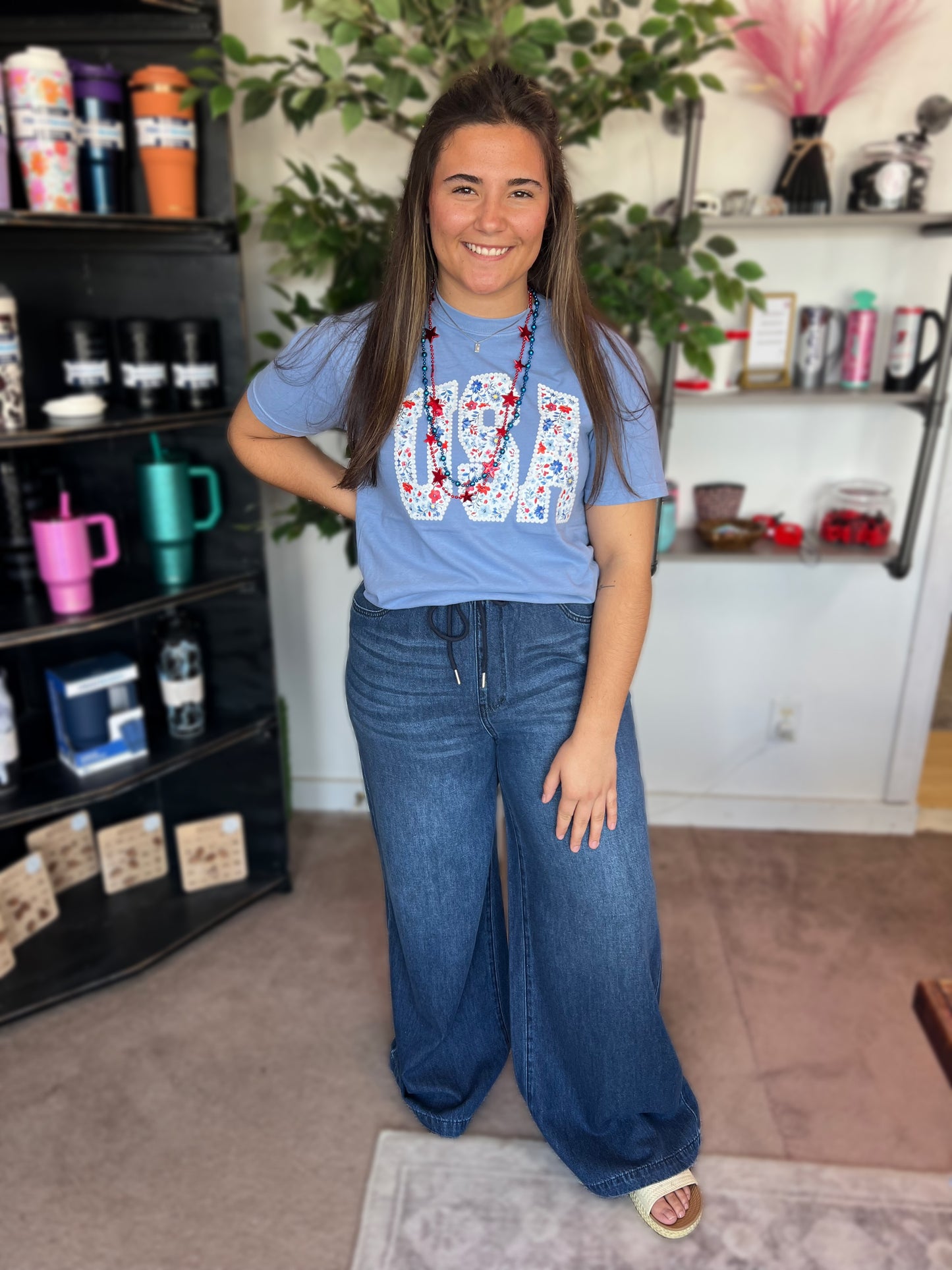 USA Floral Tee