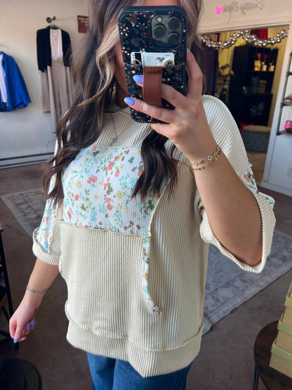 Patchwork Hoodie, Beige