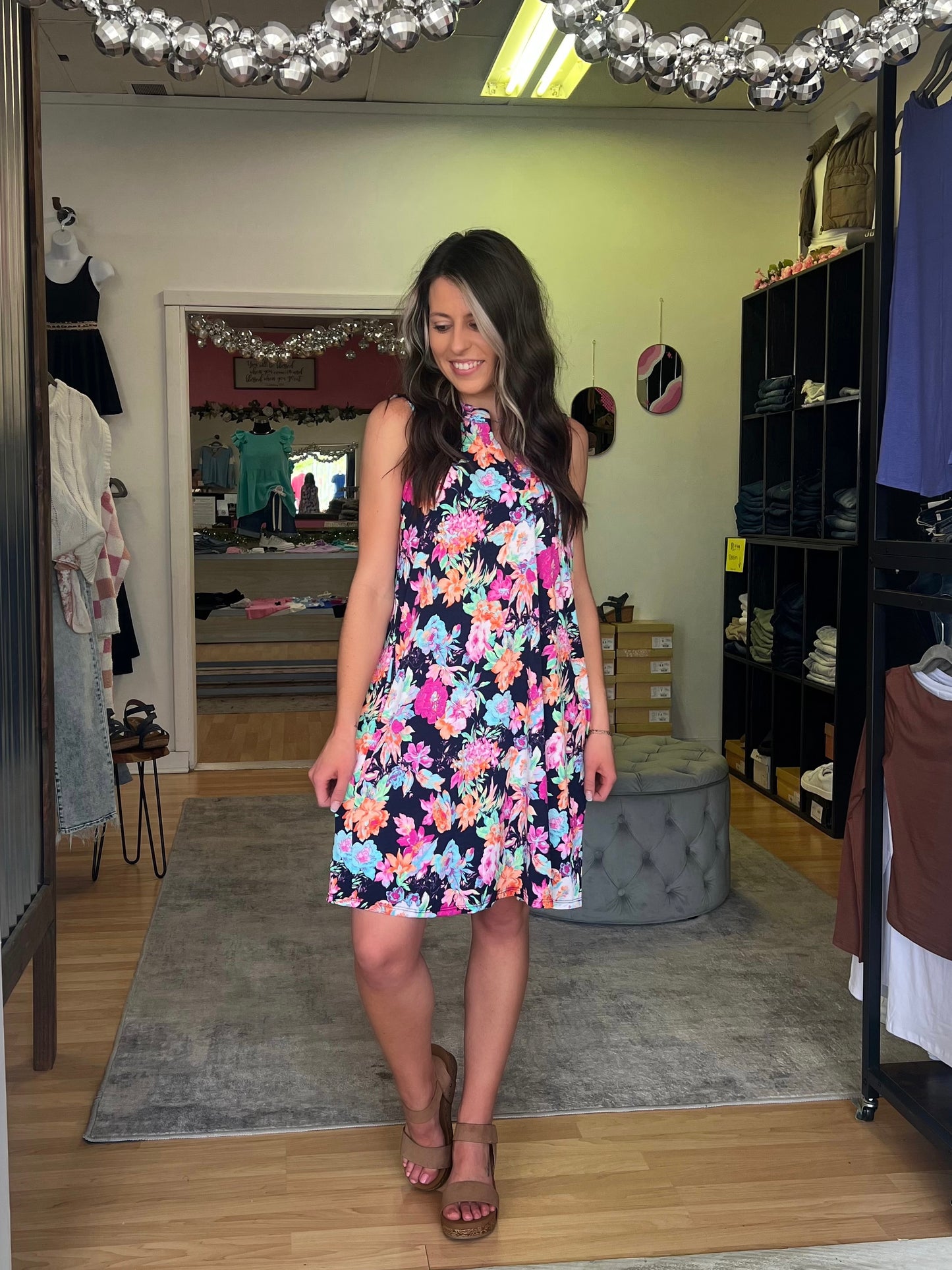 Lizzy Tank Dress, Navy Floral