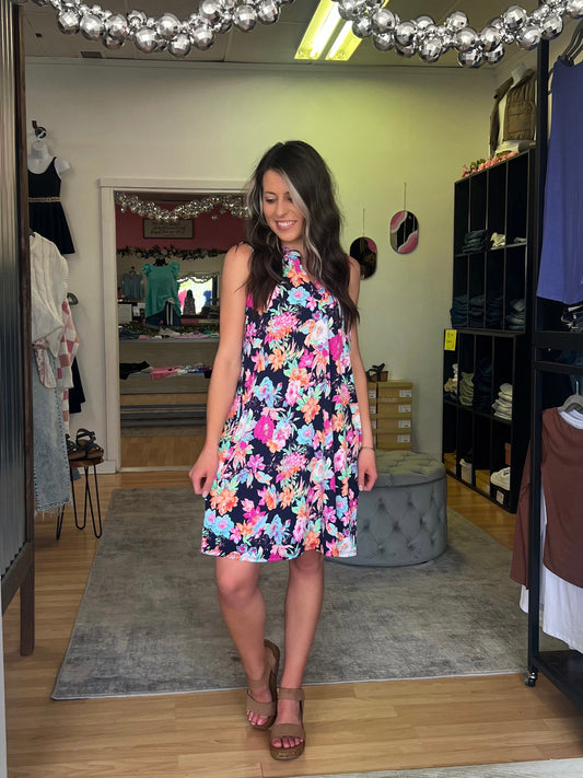 Lizzy Tank Dress, Navy Floral