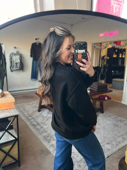 Front Seam Sweater, Black