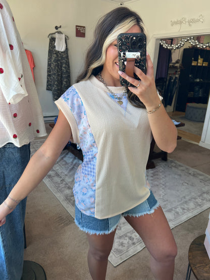 Raised Rib with Floral Patchwork Top