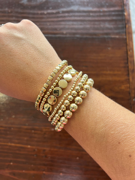 Beaded Bracelet Set, Gold