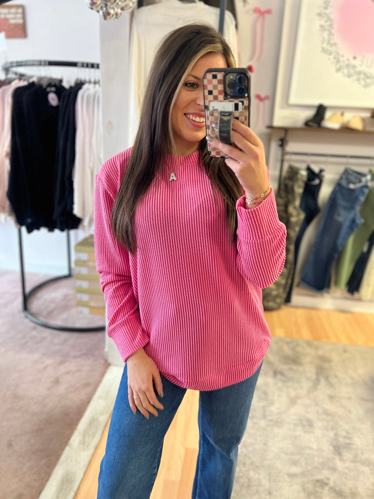 Raised Rib Top, Pink