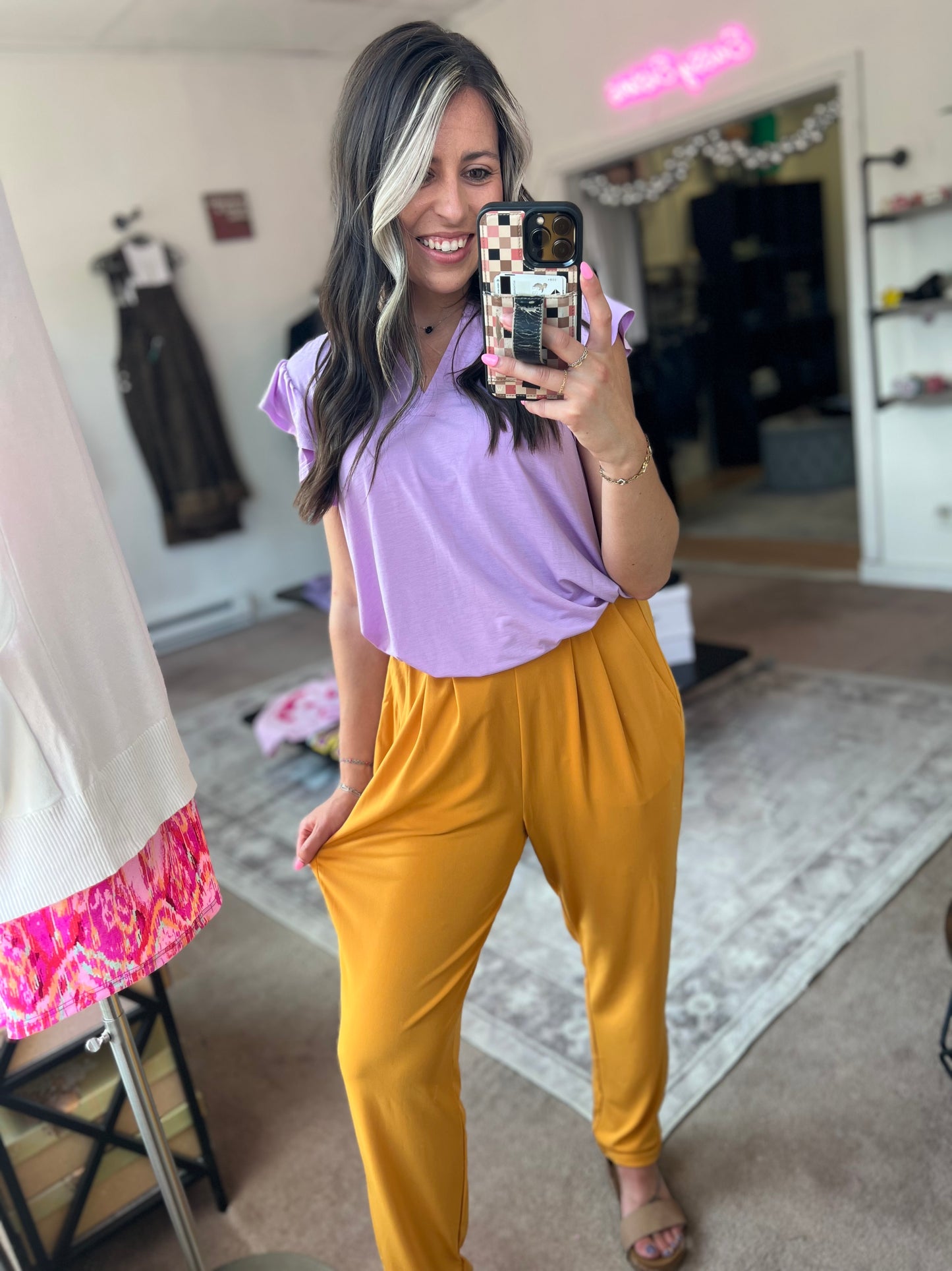 Pleated Pants, Gold Mustard