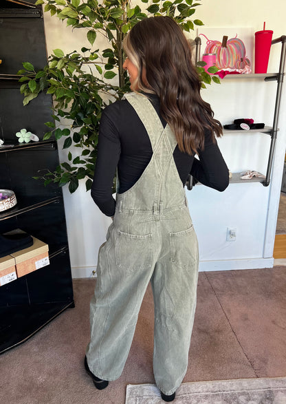 Barrel Jean Overalls, Vintage Olive