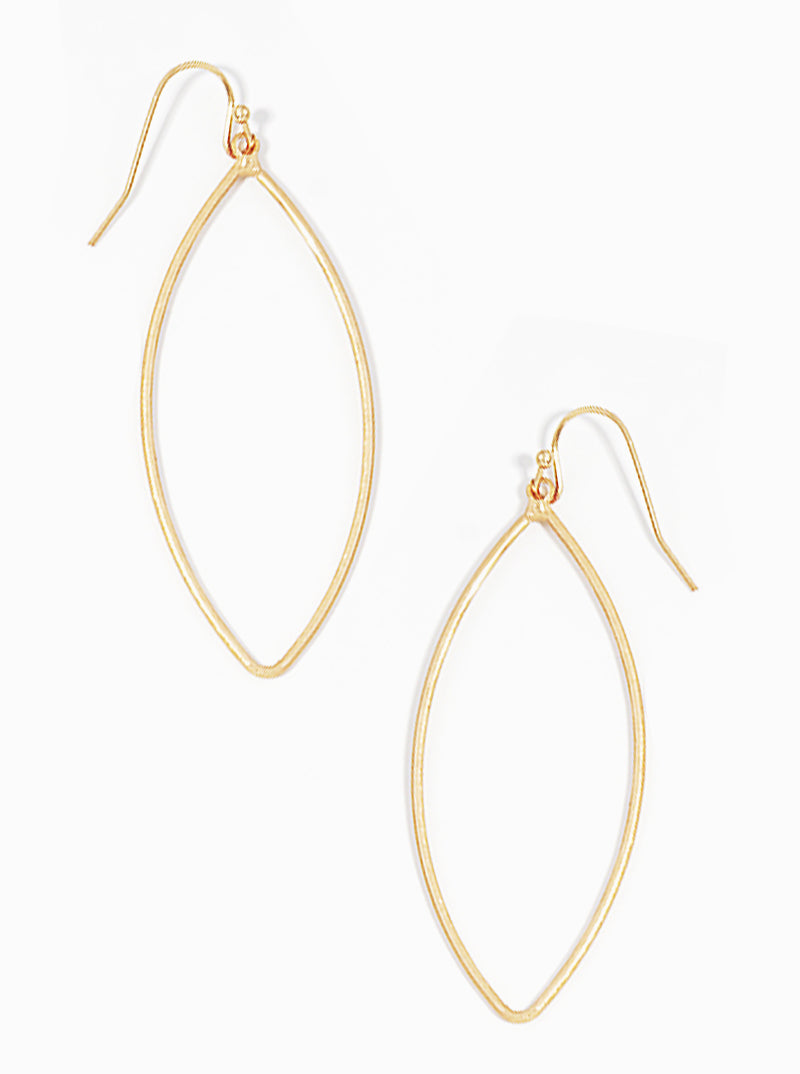 Marquise Shaped Lightweight Earrings, Gold