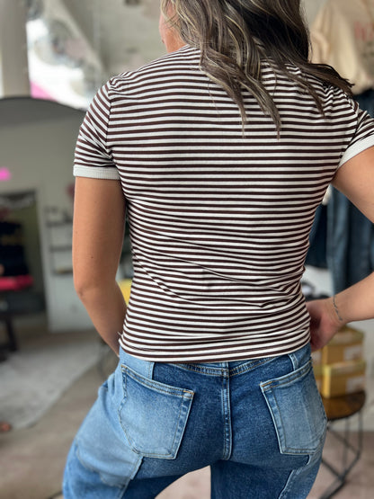 Striped Tee, Chocolate