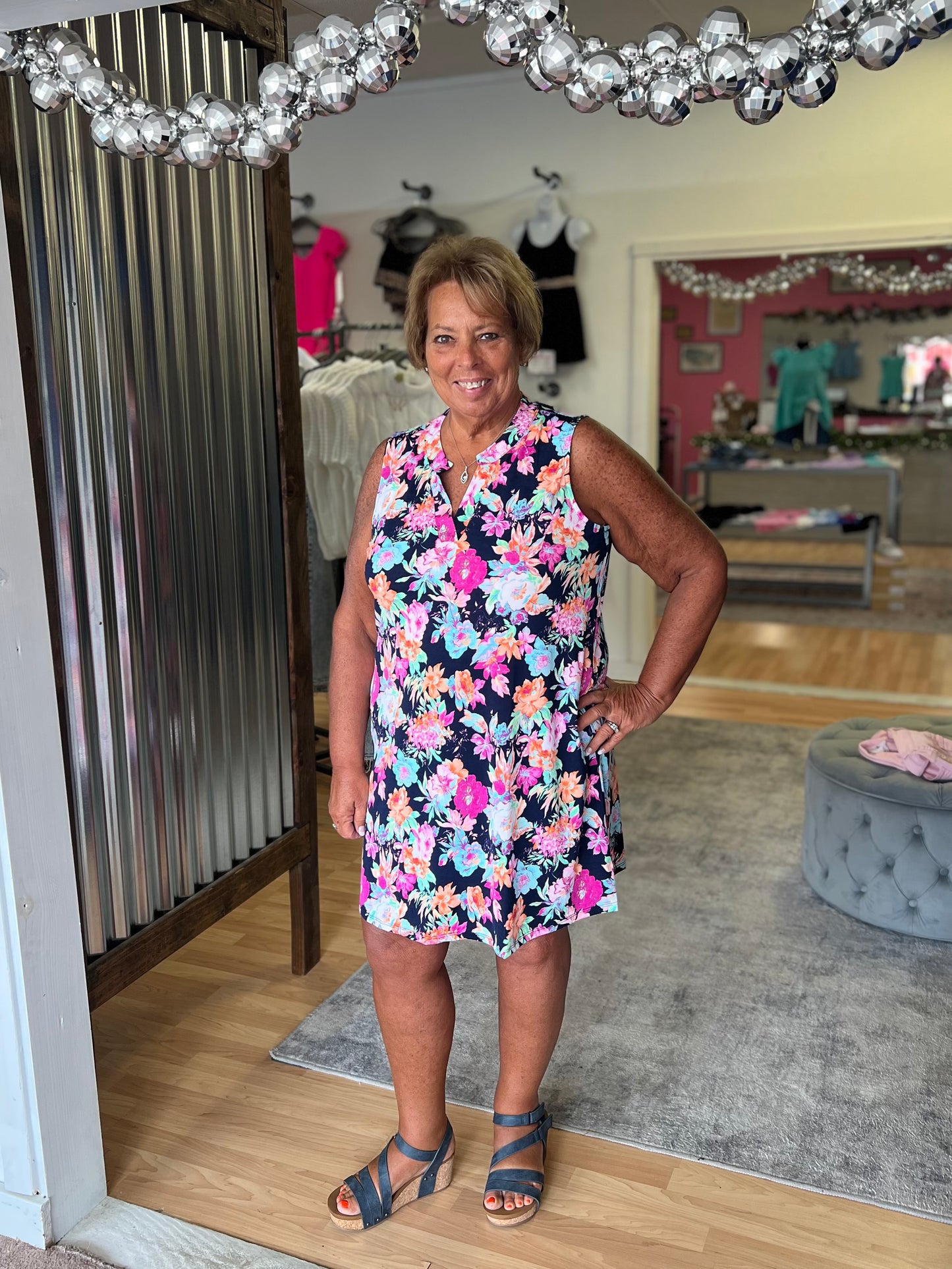 Lizzy Tank Dress, Navy Floral