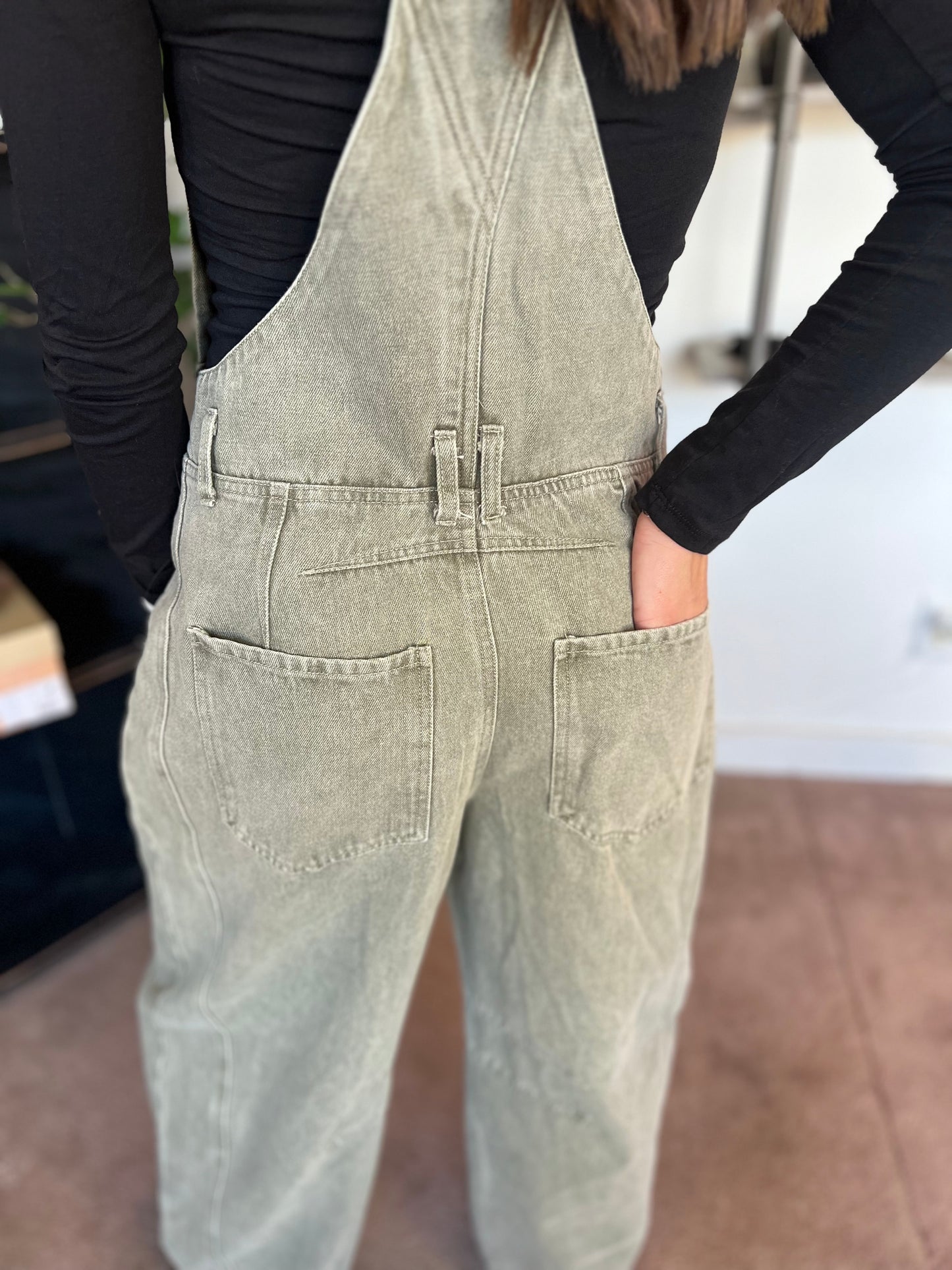 Barrel Jean Overalls, Vintage Olive