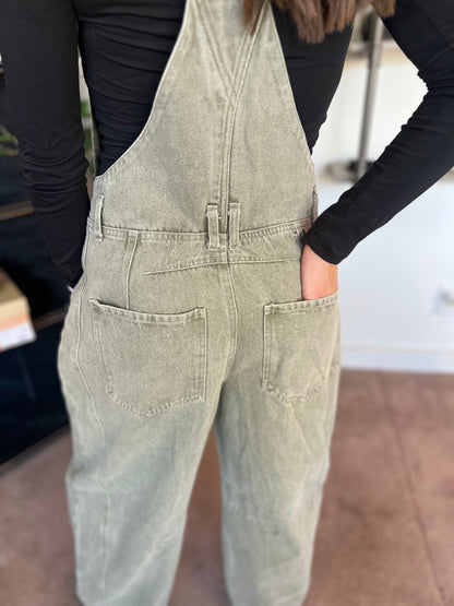 Barrel Jean Overalls, Vintage Olive