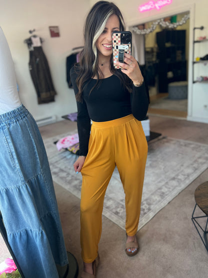 Pleated Pants, Gold Mustard