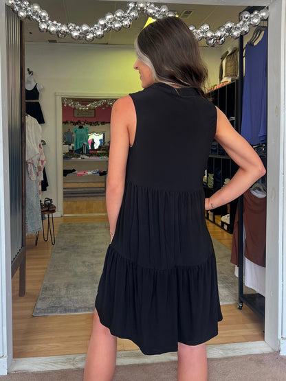Lizzy Tiered Tank Dress, Black