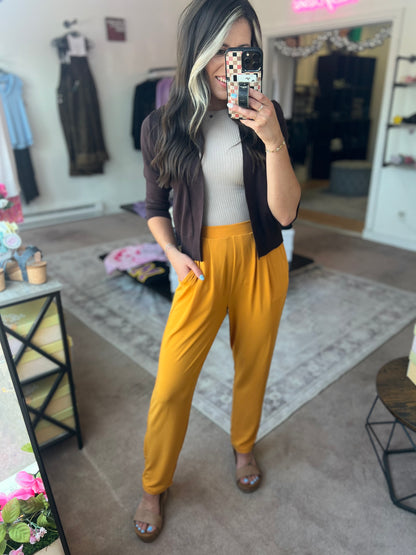 Pleated Pants, Gold Mustard