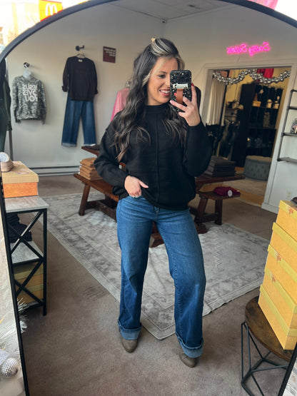 Front Seam Sweater, Black