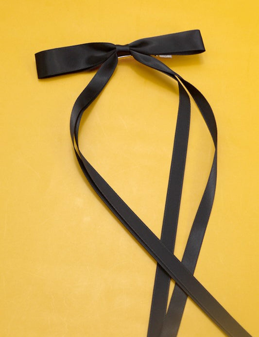 Thin Satin Bow, Black