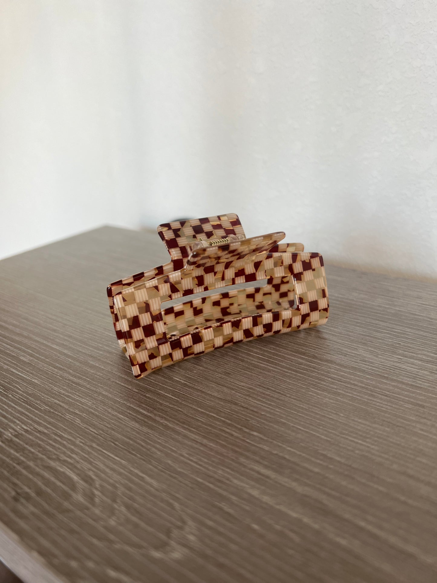 Effortless Clip, Brown Mini Checkered