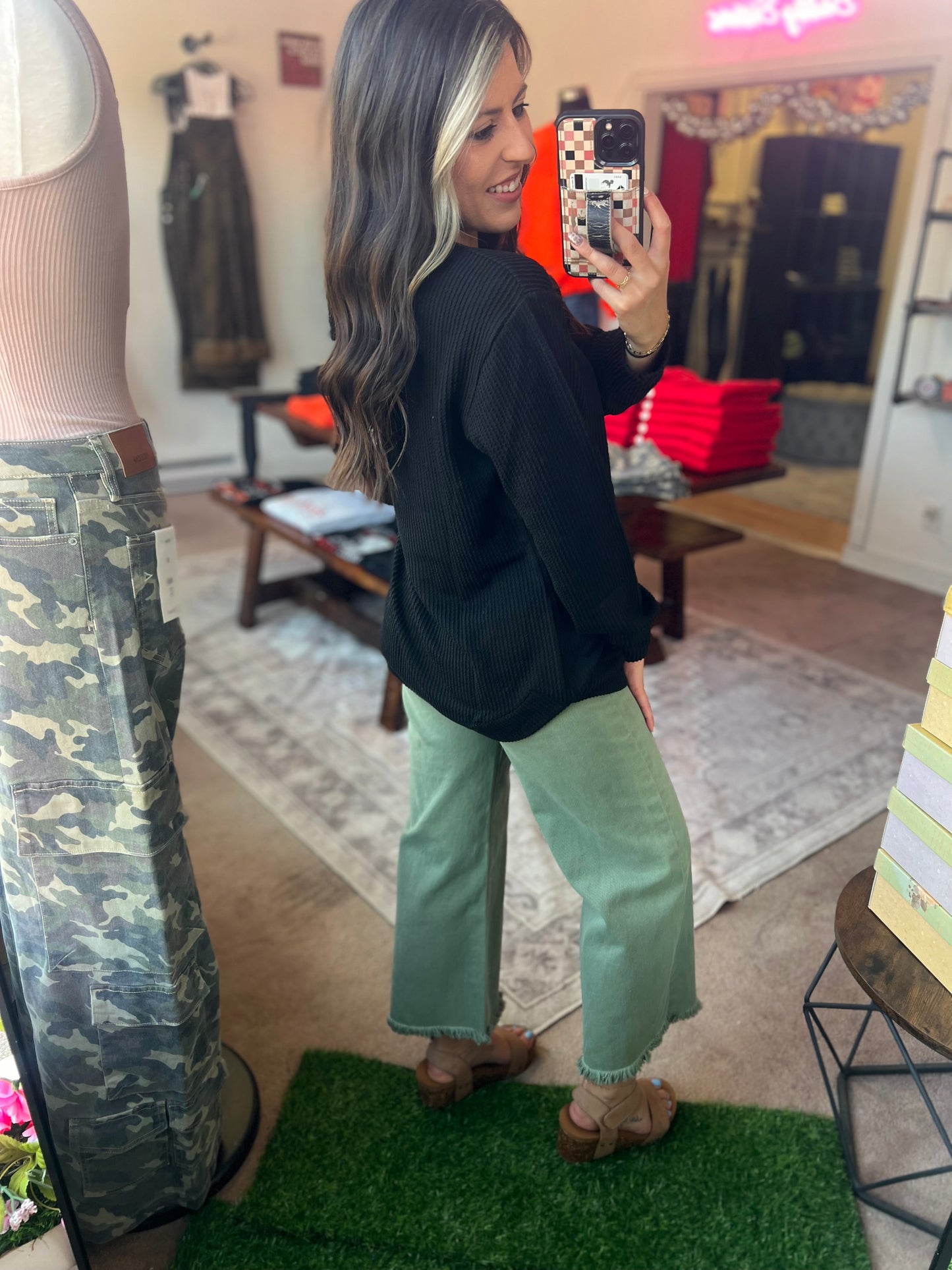 Raised Rib Top, Black