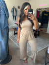 Tube Top Jumpsuit, Beige