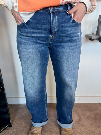 Lindsey Mid Rise Barrel Jean, RISEN