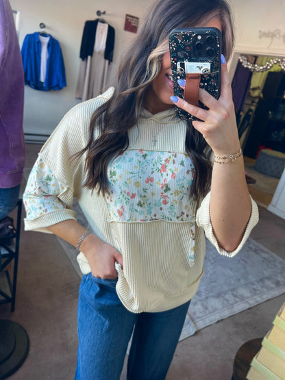 Patchwork Hoodie, Beige