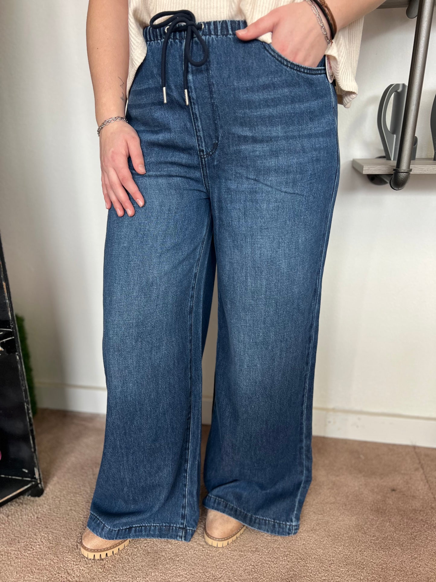 Judy Blue High Rise Palazzo Pants, Dark