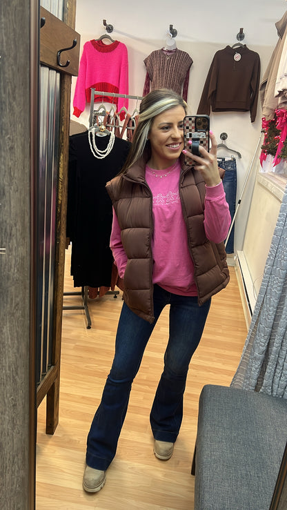 Oversized Puffer Vest, Chocolate