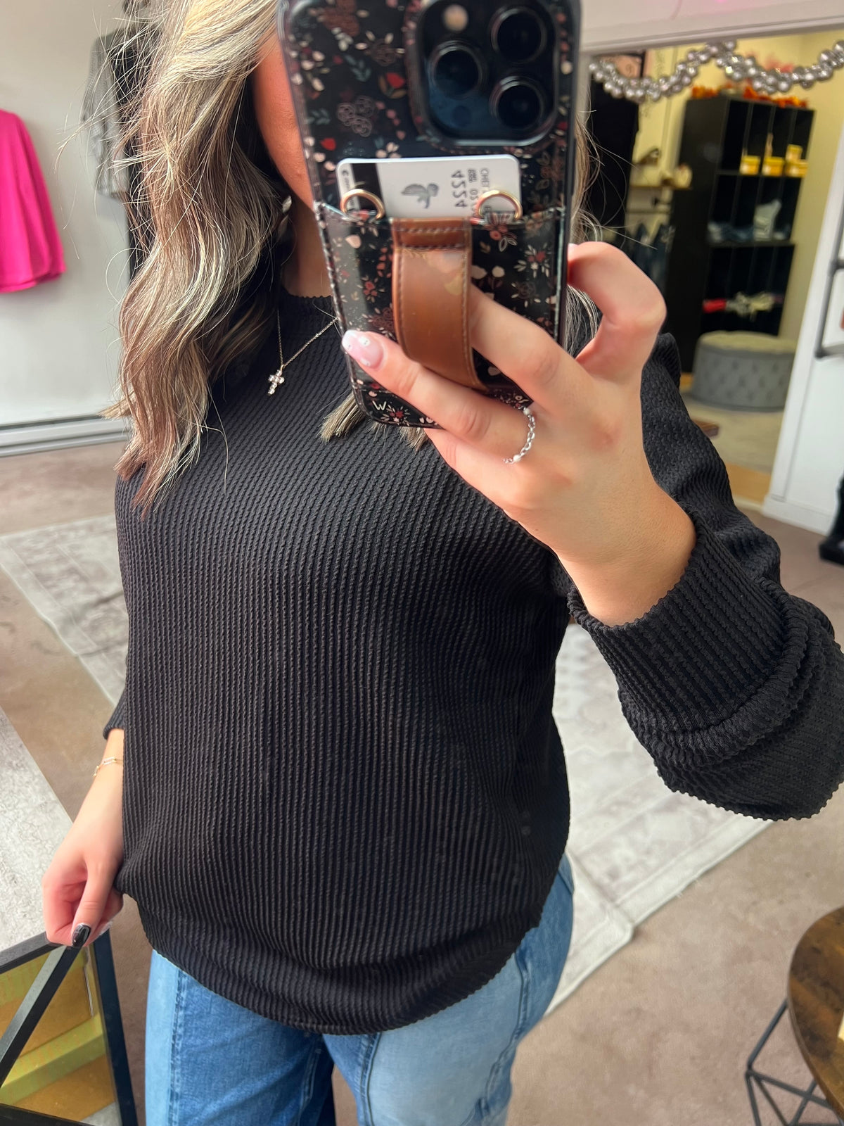 Raised Rib Top, Black