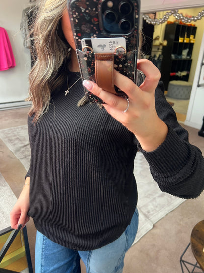 Raised Rib Top, Black