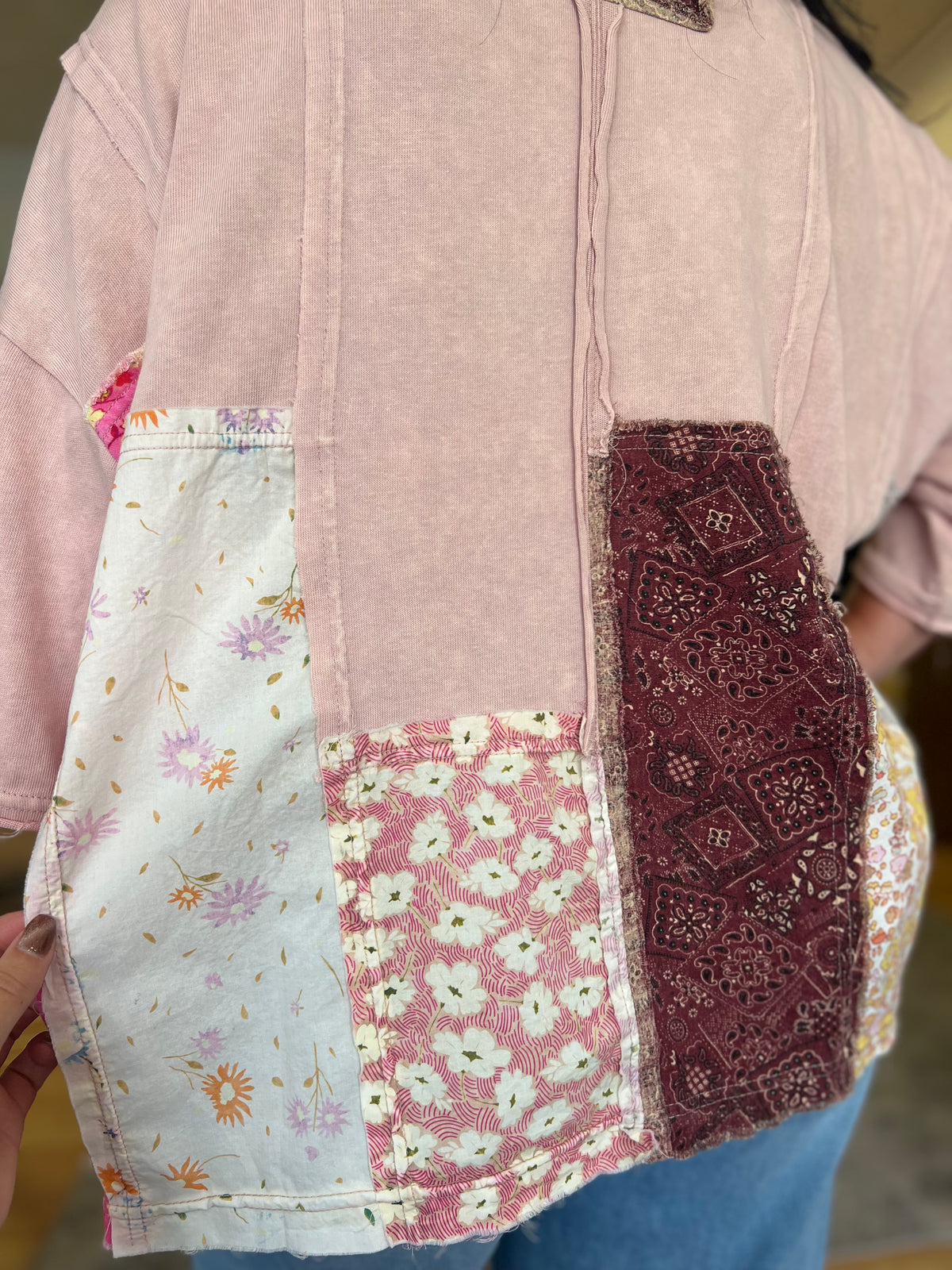 Pink Washed Patchwork Tee