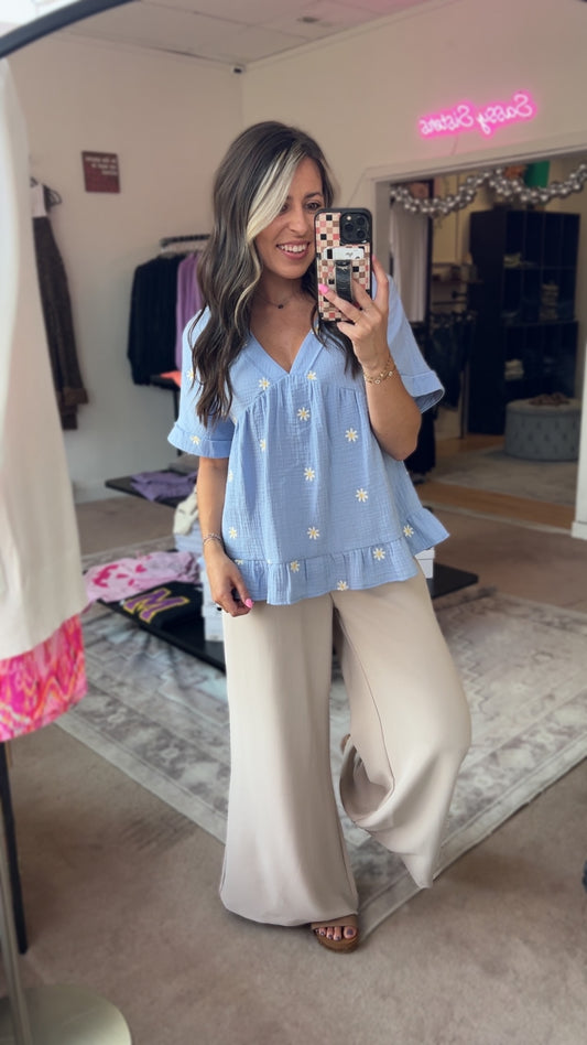 Elastic Waist Wide Leg Pants, Ash Mocha