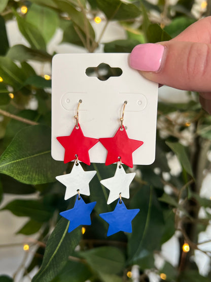 USA Hammered Star Earrings